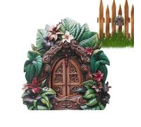 Fairy Door - Mini Wooden Elf Garden Doors, Whimsical Yard Sculpture Accessory for Outdoor Trees, Decorative Faairy Home Ornament for Landscapes | Perfect for Fairys Gardens Tree Décor