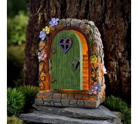 Fairy Doors and Window with Solar Light Miniature Figurine,3D Fairy Tree Statues GNOME Elf Window and Miniature Door,Fairy Door Garden Decoration Outdoor Tree