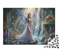 Fairy et FoxPuzzle 1000 Pièces en Carton Cascade de forêt pluviale pour Grands-Parents Amélioration De La Mémoire Activité Intérieure Qualité Premium 52x38cm/1000pcs