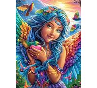 Fairy Fille dans la forêt magique 500 Pieces Casse-tête Créatif En Carton Épais Rigide Conte de fées mignon d'accompagnement Difficulté Moyenne Activité Manuelle Loisir Créatif Cadeau Noël Qualité Pre