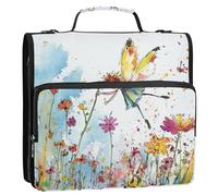 Fairy Flying in The Flower Garden - Sac à dos à fermeture éclair à 3 anneaux avec poignée et bandoulière amovible - Organiseur de documents multi-poches pour l'école et le bureau