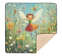 Fairy Flying in The Flower Garden Tapis de jeu rembourré doux pour bébé Tapis de jeu pour le sol Non toxique Pliable Tapis de jeu pour bébés nourrissons tout-petits 127 x 127 cm alfombra de juegos