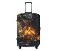 Fairy Forest Housse de protection élastique pour valise, motif arbre magique, protection contre les rayures, Noir , S