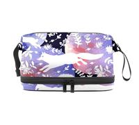 Fairy Fox Trousse de toilette double couche pour femme et fille Motif lapin et ours, multicolore, 27x15x14 cm/10.6x5.9x5.5 in, Trousse de toilette