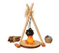Fairy Garden Furniture Ornaments Kit - Miniatures Campfire Set | 1:12 Escaliers Model Kit Doll House Accessories | Miniatures Campfire And Teapot | For Fairy Garden Home Indoor Outdoor Holiday Family