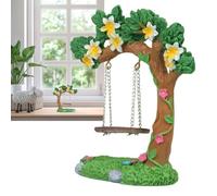 Fairy Garden, Miniature Swing, Resin Decoration,4.53x4.13 inches, Flower Tree Design, Small House Doll, Outdoor Pathway Bedroom Farm, Whimsical Accent for Yard Driveway Landscaping