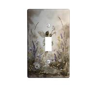 Fairy Garden - Plaques de protection pour interrupteur - Marguerites rustiques neutres et lavande pour décoration murale - Plaques murales thermoplastiques - Thème des fées d'été - Taille standard