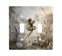 Fairy Garden - Plaques de protection pour interrupteur - Marguerites rustiques neutres et lavande pour décoration murale - Plaques murales thermoplastiques - Thème des fées d'été - Taille standard