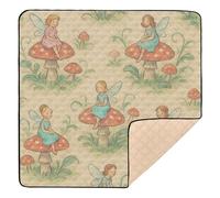 Fairy Garden - Tapis de jeu rembourré doux pour bébé, style livre d'histoires, tapis de jeu confortable et respirant pour bébé, 127 x 127 cm