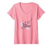 Fairy Godmother : Making Magic Happen T-Shirt avec Col en V, Femme, Rose, M
