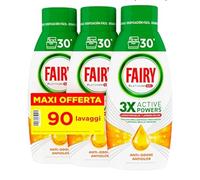Fairy Lessive Lave-vaisselle Gel Liquide, 90 lavages, Lot de 3 bouteilles, Platinum Citron, donne Extra Brillance au Lave-vaisselle, Combine Nettoyage Brillant et Fraîcheur