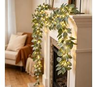 Fairy Light Olive Vine Garland, 6.5ft 96 LED Pre-Lit Artificial Olive Branch with Warm White Lights, Battery Operated Vine Lights with Timer for Fireplace, Christmas, Home Decor (A,1.8m 96lights)