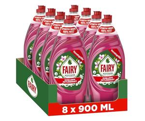 Fairy Liquide vaisselle ultra concentré Pink Jasmine 8 x 900 ml avec formule efficace pour une vaisselle propre, pouvoir dégraissant impressionnant