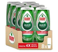 Fairy Maxi Pouder Liquide Lave-vaisselle 540 ml x 8, Nettoyage facile et sans effort même sur les odeurs et les poêles plus grasses