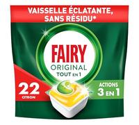 Fairy Original Tablettes Lave-vaisselle All In One, Citron, 22 Capsules, Efficaces Même Sur La Graisse Incrustée