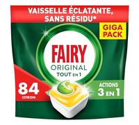 Fairy Original Tablettes Lave-vaisselle All In One, Citron, 84 Capsules, Efficaces Même Sur La Graisse Incrustée, Protège le Verre Et L'Argent