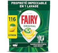 Fairy Original Tablettes Lave-Vaisselle Tout-en-1, 116 Tablettes, Parfum Citron, Efficaces Contre La Graisse Incrustée, Dissolution Ultra-Rapide, Sans Odeur ni Résidus
