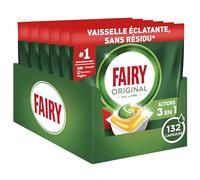 Fairy Original Tablettes Lave-vaisselle All In One, Citron, 132 (6x22) Capsules, Efficaces Même Sur La Graisse Incrustée