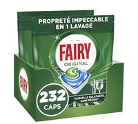 Fairy Original Tablettes Lave-Vaisselle Tout-en-1, 232 Tablettes (116x2), Sans Parfum, Efficaces Contre La Graisse Incrustée, Dissolution Ultra-Rapide, Sans Odeur ni Résidus