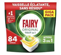 Fairy Original Tablettes Lave-Vaisselle Tout En 1 Parfum Citron, 84 Capsules, Efficaces Contre Graisse Incrustée, Action Sel et Rinçage, Protection Verre et Argent, Dissolution Rapide