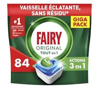 Fairy Original Tablettes Lave-Vaisselle Tout En 1, 84 Capsules, Efficaces Contre Graisse Incrustée, Action Sel et Rinçage, Protection Verre et Argent, Dissolution Rapide