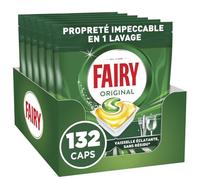 Fairy Original Tablettes Lave-Vaisselle Tout-en-1, 132 Tablettes (22x6), Parfum Citron, Efficaces Contre La Graisse Incrustée, Dissolution Ultra-Rapide, Sans Odeur ni Résidus
