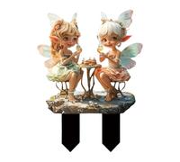 Fairy Pile de jardin miniature - Lumière de fée solaire, accent décoratif pour terrasse | Statue de jardin avec lumières LED, poteau de pelouse peint à la main pour beauté d'arrière-cour, jeu de