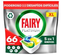 Fairy Platinum Complete Lot de 66 tablettes pour lave-vaisselle Citron Pour les défis difficiles Élimine même la graisse séchée