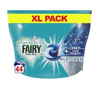 Fairy Platinum + Détachant Non Bio Pods Capsules Lessive pour Peaux Sensibles 44 Lavages