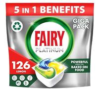 Fairy Platinum Tout en 1, Tablettes Lave-vaisselle, 126 Capsules, Nettoie même la graisse des filtres, parfum frais et propre, Mega Pack