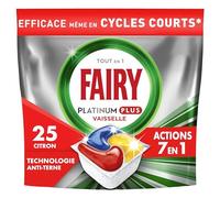 Fairy Platinum Plus All In One Tablettes Lave-Vaisselle Technologie Anti-Terne Citron, 25X