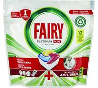 Fairy Platinum Plus Lot de 12 capsules de lave-vaisselle, technologie qui fait briller, élimine l’aspect terne, la graisse et les résidus tenaces, citron