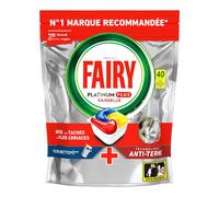 FAIRY Platinum Plus Lot de 40 tablettes lave-vaisselle parfum citron