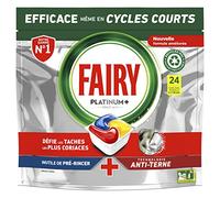 Fairy Platinum Plus Tablettes Lave-Vaisselle All In One, Citron, 24 Capsules, Nettoyage Optimal Pour Une Vaisselle Propre Comme Neuve, Redonne De L’Éclat Et Prévient Le Calcaire