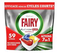 Fairy Platinum Plus Tablettes Lave-Vaisselle All In One, Citron, 59 Capsules, Nettoyage Optimal Pour Une Vaisselle Propre Comme Neuve, Redonne De L’Éclat Et Prévient Le Calcaire