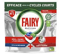 FAIRY Platinum Plus Tablettes Lave-Vaisselle All In One, Original, Nettoyage Optimal Pour Une Vaisselle Propre Comme Neuve, Redonne De L’Éclat Et Prévient Le Calcaire, 16 Capsules