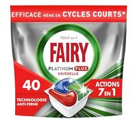 Fairy Platinum Plus Tablettes Lave-Vaisselle All In One, Regular, 40 Capsules, Nettoyage Optimal Pour Une Vaisselle Propre Comme Neuve, Redonne De L’Éclat Et Prévient Le Calcaire