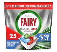 Fairy Platinum Plus Tablettes Lave-Vaisselle Propreté Intense, 125 Tablettes (25x5), Technologie Anti-Terne, Redonne l'Éclat, Prévient le Calcaire, Pré-Lavage Intégré, Efficace en Cycle Court