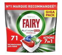 Fairy Platinum Plus Tablettes Lave-Vaisselle Tout En 1 Regular, 71 Capsules, Technologie Anti-terne, Redonne l'Éclat, Prévient le Calcaire, Efficace en Cycles Courts