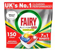 Fairy Platinum Plus Tablettes Lave-Vaisselle Tout En 1 Technologie Anti-terne, Citron, 150 Capsules, Nettoyage Optimal Pour Une Vaisselle Propre Comme Neuve, Redonne De L’Éclat Et Prévient Le Calcaire
