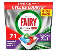 Fairy Platinum Plus Tout-en-1 Pastilles Lave-Vaisselle, 71 Capsules, Action 7 en 1, Nettoyage Optimal Pour Une Vaisselle Propre Comme Neuve, Redonne De L’Éclat Et Prévient Le Calcaire