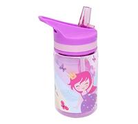 Fairy Princess Bouteille d'eau Tritan de 400 ml, paille rabattable avec poignée de transport, anti-fuite et passe au congélateur, accessoires d'été pour enfants filles pour l'école et les voyages