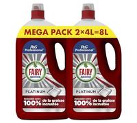 Fairy Professional Platinium Liquide Vaisselle, 8 Litres (2x4L), Efficace sur la graisse incrustée