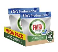 Fairy Professional Tablettes Lave-vaisselle All In One, 280 Capsules (2 x 140), Classique, Efficaces Même Sur La Graisse Incrustée, Protège le Verre Et L'Argent Pour Une Brillance Éclatante
