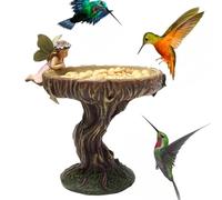 Fairy Standing Statue Bird Feeder - Garden Angel Sculpture, Seed Holder Bowl Tray, Outdoor Water Dish for Small Birds | Decorative Statue for Patio Lawn Yard Décor and Nature Watching Enthusiasts