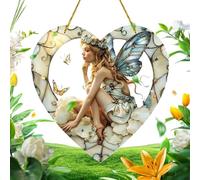 Fairy Sun Catcher for Window - 20x20x0.2cm Hangable Window Decor Pendant - Long-Lasting Stained Acrylic Winndow Decor, Effortless Installation Fairy Hangable Decoration for Living Room