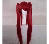 Fairy Tail Erza Scarlet Cosplay Perruques Haute Température Fibre Synthétique Cheveux Rouge Longs Cheveux Avec Double Queues De Cheval ZY-370