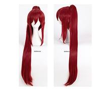 Fairy Tail Erza Scarlet Perruque de cheveux synthétiques résistant à la chaleur Rouge 100 cm + bonnet de perruque