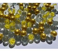 FAIRY TAIL & GLITZER FEE Lot de 100 billes en verre transparent - 16 mm - Doré