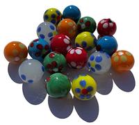 FAIRY TAIL & GLITZER FEE Lot de 18 billes décoratives en verre soufflées à la bouche - Motif floral - Multicolore - 16 mm - Bleu - Rouge - Jaune - Rouge